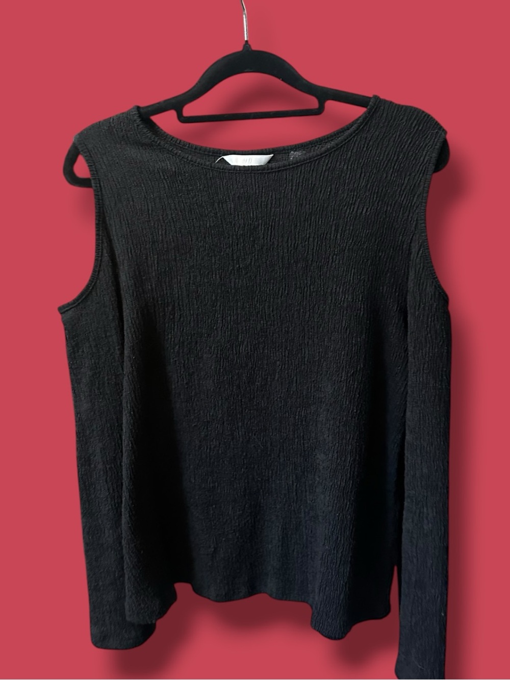 H&M Black Long-Sleeve Cold-Shoulder Top